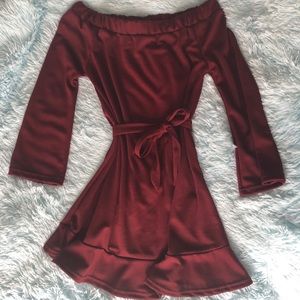 Burgundy Tie Dress